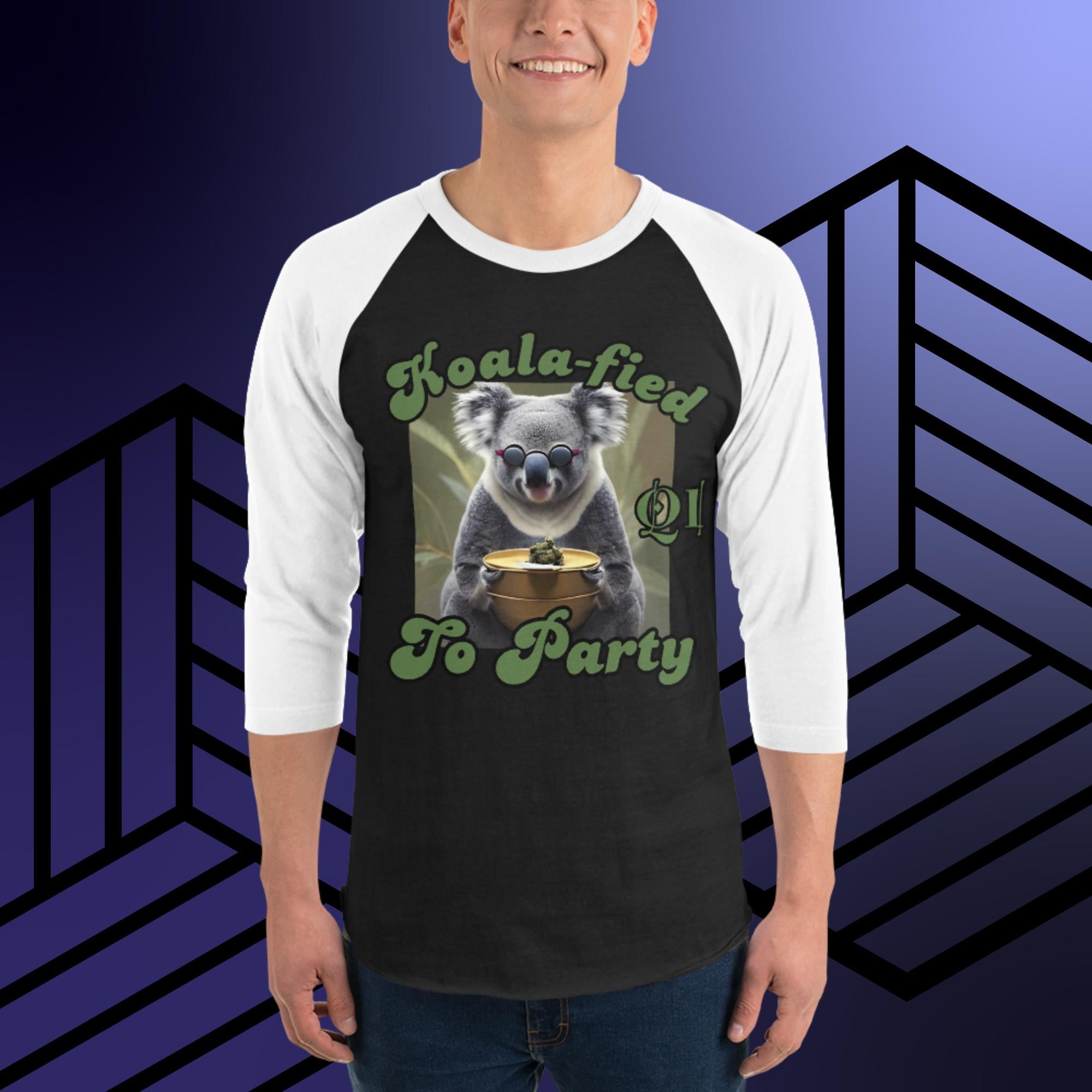 Koala-fied To Party 3/4 sleeve raglan shirt